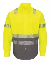 Bulwark SLB4HL Hi-Visibility Color Block Uniform Shirt - EXCEL FR® ComforTouch® - 7 oz. - Long Sizes