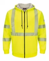 Bulwark SMZ4HV Hi-Visibility Zip-Front Hooded Fleece Sweatshirt with Waffle Lining