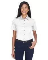 Harriton M500SW Ladies' Easy Blend™ Short-Sleeve Twill Shirt with Stain-Release