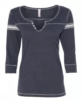 MV Sport W1454 Women's Hailey Henley Three-Quarter Sleeve Shirt