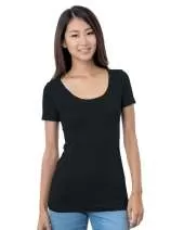 Bayside 3405 Women's 4.2 oz., Fine Jersey Wide Scoop Neck T-Shirt