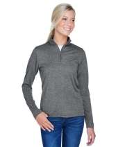 UltraClub 8618W Ladies' Cool & Dry Heathered Performance Quarter-Zip