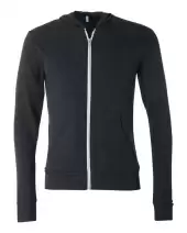 BELLA + CANVAS 3939 Unisex Triblend Lightweight Full-Zip Hooded Long Sleeve Tee 2 Pack