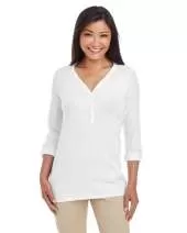 Devon & Jones DP186W Ladies' Perfect Fit™ Y-Placket Convertible Sleeve Knit Top