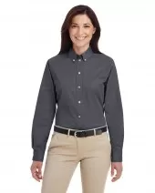 Harriton M581W Ladies' Foundation 100% Cotton Long-Sleeve Twill Shirt with Teflon