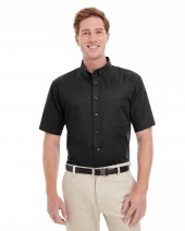 Harriton M582 Men's Foundation 100% Cotton Short-Sleeve Twill Shirt Teflon