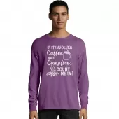 Hanes ComfortWash Coffee and Campfires National Park Graphic Long Sleeve Tee