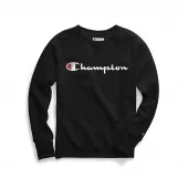 Champion Womens Plus Powerblend Fleece Boyfriend Crew, Script Logo