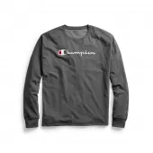 Champion Mens Classic Jersey Long-Sleeve Tee, Script Logo