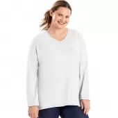 Just My Size Long-Sleeve V-Neck 100% Cotton Womens Tee