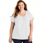 Just My Size Slub-Cotton Short-Sleeve Shirred V-Neck Womens Tee
