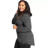 Just My Size Lace Trim Long Sleeve Top