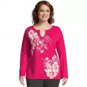 JMS Split Neck Long Sleeve Graphic Tee