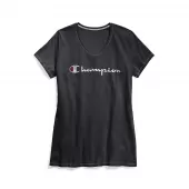 Champion Women Plus Jersey V-Neck Tee Graphic-Classic Script