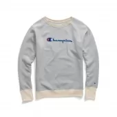 Champion Womens Powerblend Fleece Boyfriend Crew, Script Logo