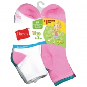Hanes ComfortBlend EZ-Sort Girls' Ankle Socks 11-Pack 