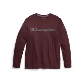 Champion Double Dry Men's Heather Long-Sleeve Tee, Script Logo