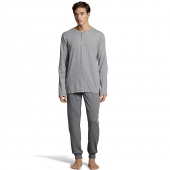 Hanes Men's 1901 Heritage Striped Henley Crewneck and Jogger Pant Lounge Set