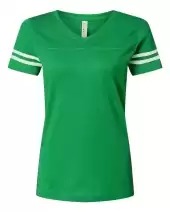 LAT 3537 Women's Football V-Neck Fine Jersey Tee 2 Pack