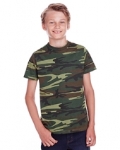 Code V C52207 Youth Camo Ribbed Collar T-Shirt