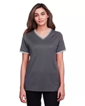 Devon & Jones DG20CW Ladies' Crownlux Performance Plaited Tipped V-Neck Polo