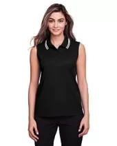 Devon & Jones DG20SW Ladies' Crownlux Performance Plaited Tipped Sleeveless Polo