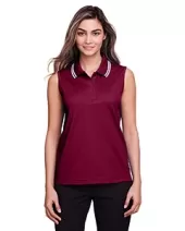 Devon & Jones DG20SW Ladies' Crownlux Performance Plaited Tipped Sleeveless Polo
