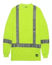 Berne HVK013 Men'S Hi-Vis Class 3 Performance Long Sleeve Pocket T-Shirt