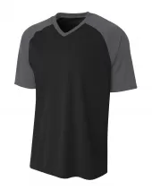 A4 N3373 Adult Polyester V-Neck Strike Jersey with Contrast Sleeve