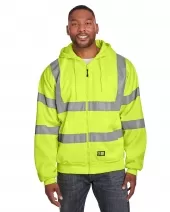 Berne HVF021T Men's Tall Hi-Vis Class 3 Lined Full-Zip Hooded Sweatshirt