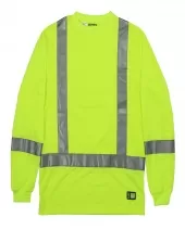 Berne HVK013T Men's Tall Hi-Vis Class 3 Performance Long Sleeve T-Shirt
