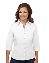 Tri Mountain 763 Affinity Women'S Stain Resistant Open Neck 3/4 Sleeve Shirt