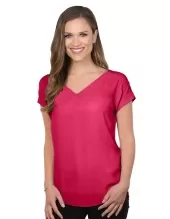 Tri Mountain Lb728 Giselle Women'S Short Sleeve V-Neck Blouse