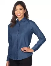 Tri Mountain Wl825 Dionne Women'S Long Sleeve Denim Shirt
