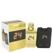 24 Gold The Fragrance by ScentStory Eau De Toilette Spray + 0.8 oz Mini EDT Pocket Spray 3.4 oz For 