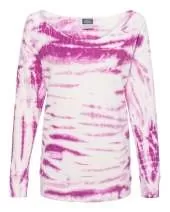 MV Sport W20173 Women's French Terry Off-the-Shoulder Tie-Dyed Sweatshirt
