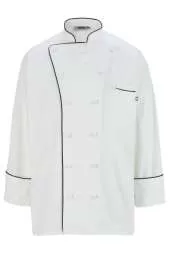 Edwards 3308 12 Cloth Button Classic Chef Coat With Trim