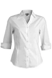 Edwards 5045 Ladies' Tailored V-Neck Stretch Blouse-3/4 Sleeve