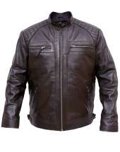 USTRADEENT Men's Biker Jacket with Lambskin Genuine Leather
