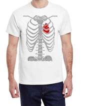 USTRADEENT Men's Rib Cage with Heart Skeleton Halloween Graphic T-Shirt UG200HLOW9