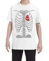 USTRADEENT Youth Skeleton Halloween Graphic Shirt with Heart Rib Cage UG500BHLOW9