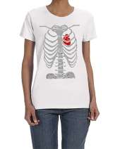 USTRADEENT Ladies Skeleton Heart Rib Cage Halloween Graphic Shirt UG500LHLOW9
