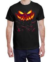 USTRADEENT Adult Halloween Ultra Cotton Angry Scary Pumpkin on Fire Graphic Shirt UG200HLOW2
