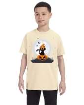 USTRADEENT Youth Black Cat Witch Hat On Pumpkin T-Shirt UG500BHLOW3