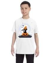 USTRADEENT Youth Black Cat Witch Hat On Pumpkin T-Shirt UG500BHLOW3