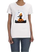 USTRADEENT Ladies Cat Pumpkin Cat Carved Full Moon Halloween Graphic Shirts UG500LHLOW3