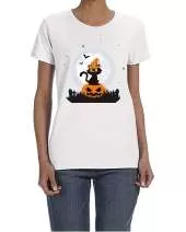 USTRADEENT Ladies Cat Pumpkin Cat Carved Full Moon Halloween Graphic Shirts UG500LHLOW3