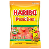 HARIBO Peaches Gummy Candy, 8oz Peg Bag