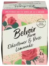 Belvoir Fruit Farms, Elderflower and Rose Lemonade Sparkling Soft Drink, 8.4 Oz X 4 Count (Case of 6