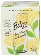 Belvoir Fruit Farms, Elderflower Lemonade Sparkling Soft Drink, 8.4 Oz X 4 Count (Case of 6)